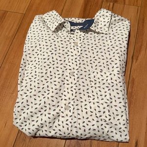 Express men’s white floral 100% cotton button down